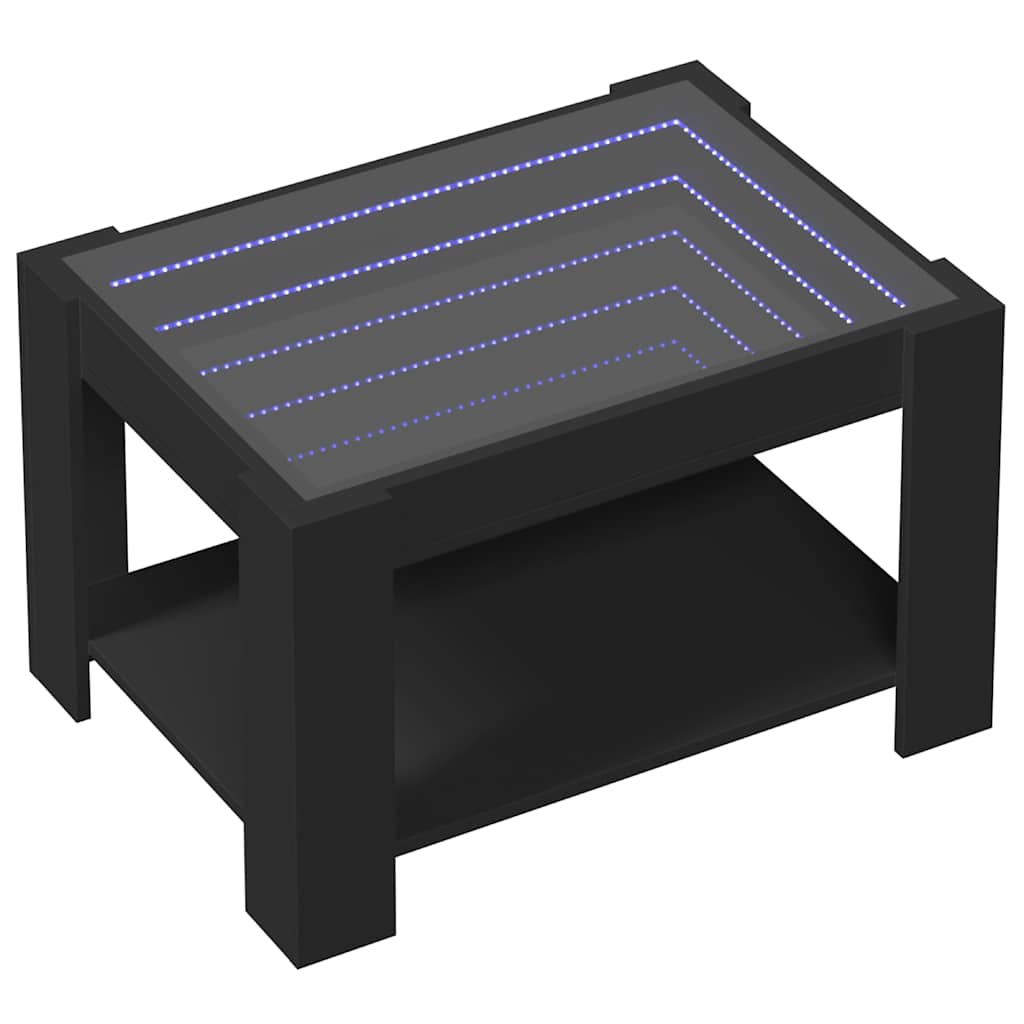 Vidaxl salontafel met led 73x53x45 cm bewerkt hout zwart
