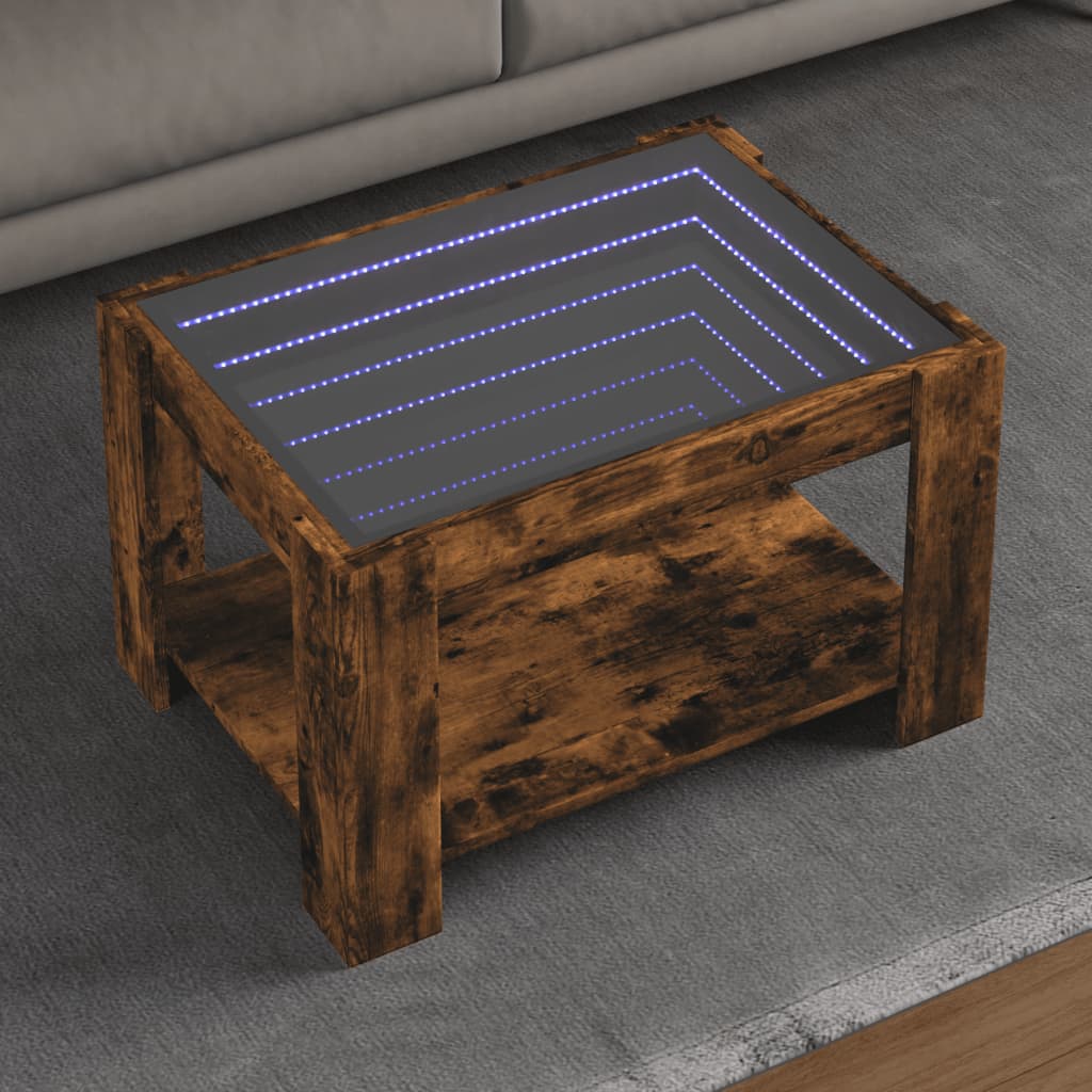 Vidaxl salontafel met led 73x53x45 cm bewerkt hout gerookt eikenkleur