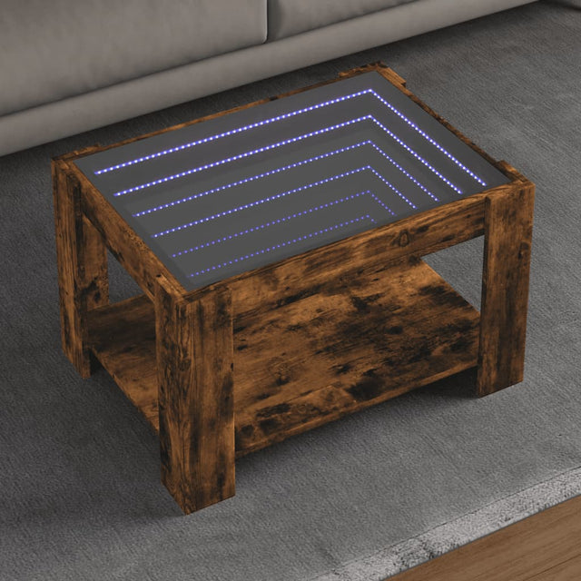 Vidaxl salontafel met led 73x53x45 cm bewerkt hout gerookt eikenkleur