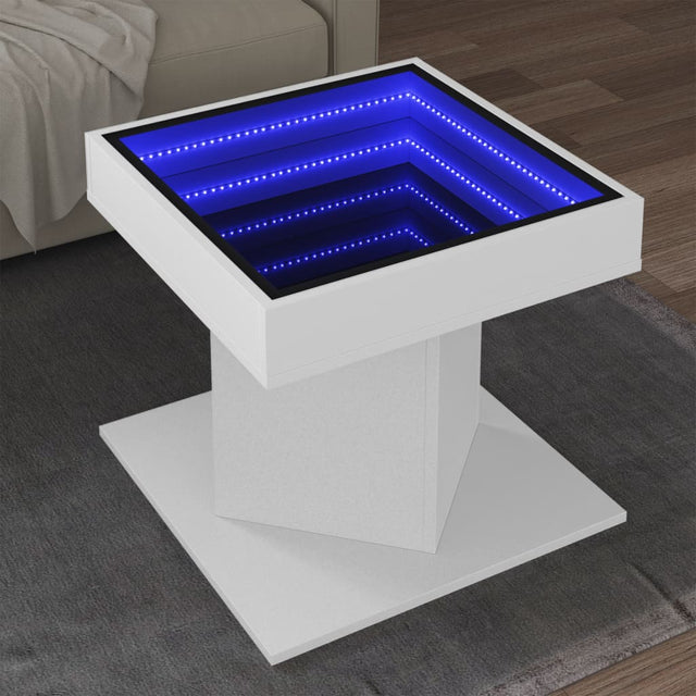 Vidaxl salontafel met led 50x50x45 cm bewerkt hout wit