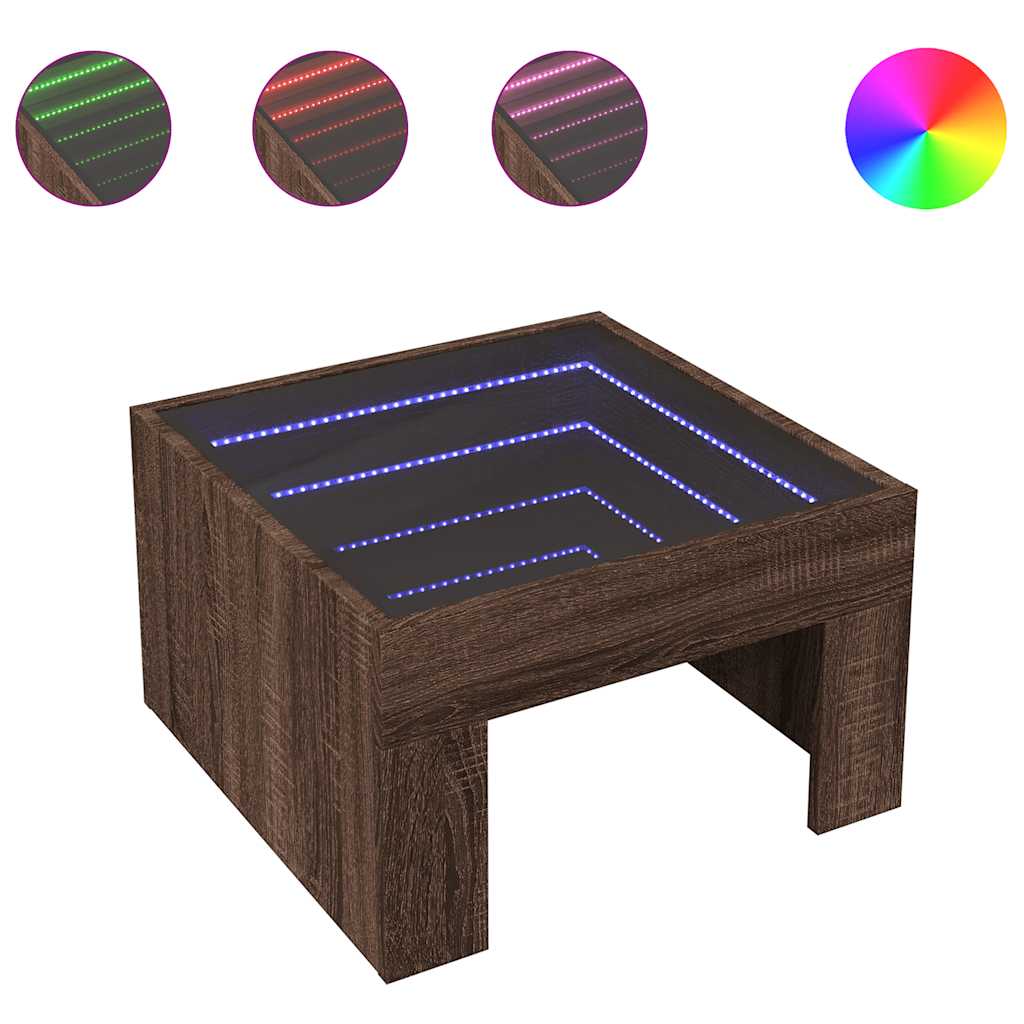 Vidaxl salontafel met infinity led 50x50x30 cm bruin eikenkleurig