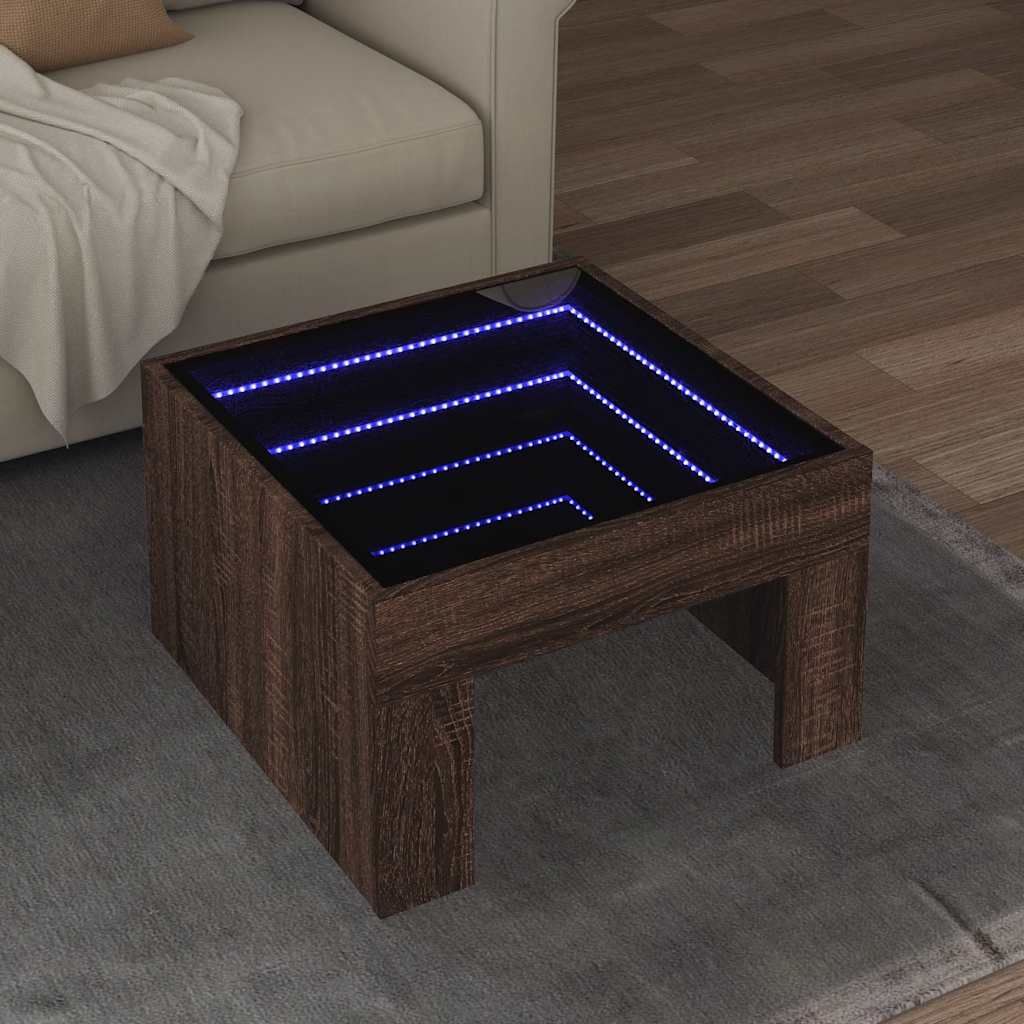 Vidaxl salontafel met infinity led 50x50x30 cm bruin eikenkleurig