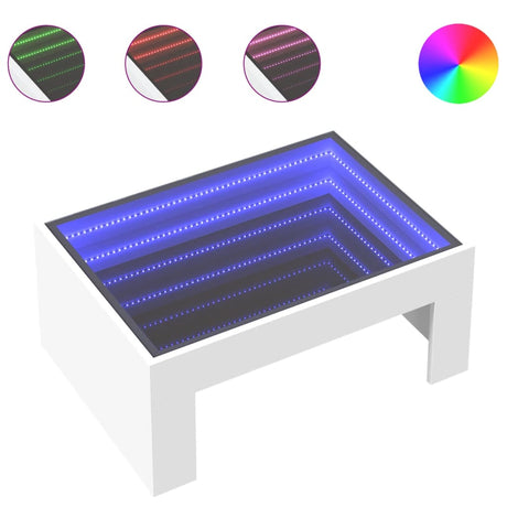 Vidaxl salontafel met infinity led 70x50x30 cm wit