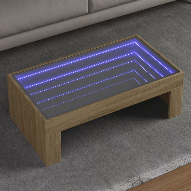 Vidaxl salontafel met infinity led 90x50x30 cm sonoma eikenkleurig
