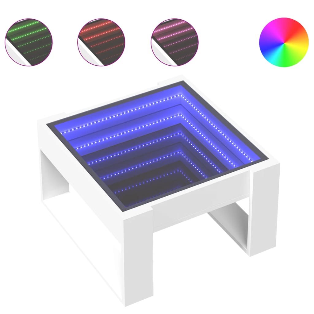 Vidaxl salontafel met infinity led 50x53x30 cm wit