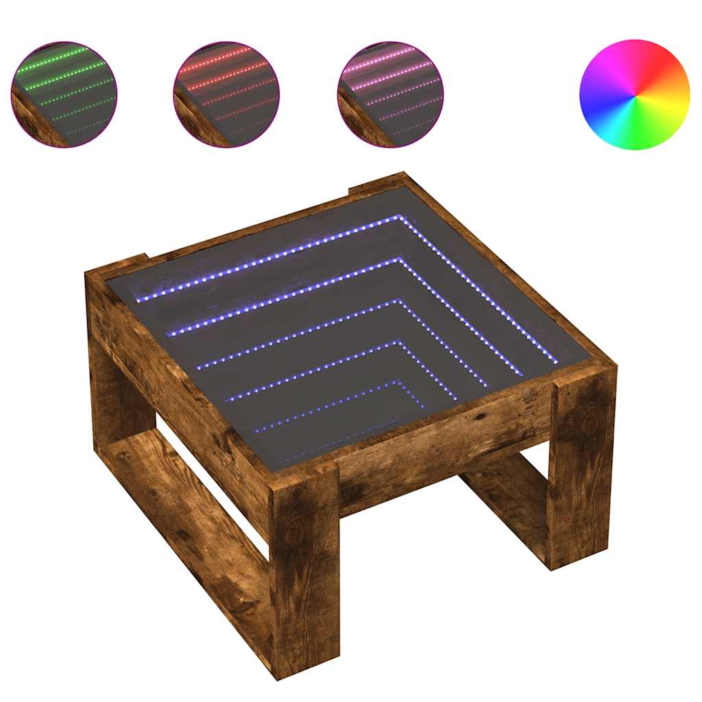 Vidaxl salontafel met infinity led 50x53x30 cm gerookt eikenkleurig