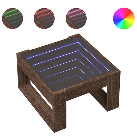 Vidaxl salontafel met infinity led 50x53x30 cm bruin eikenkleurig