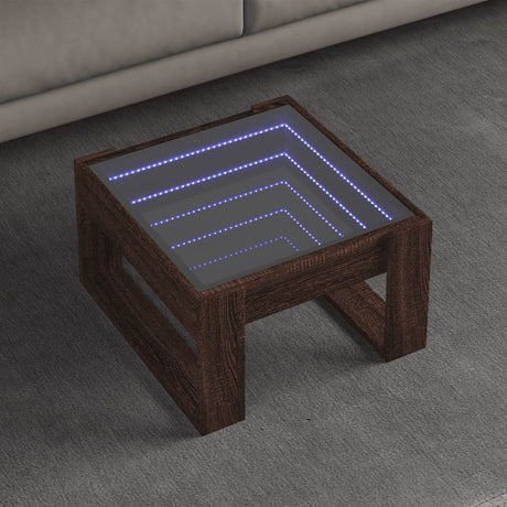 Vidaxl salontafel met infinity led 50x53x30 cm bruin eikenkleurig