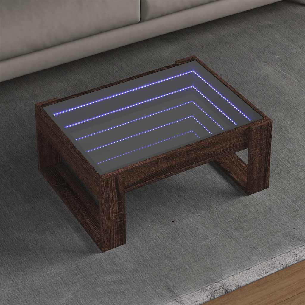 Vidaxl salontafel met infinity led 70x53x30 cm bruin eikenkleurig