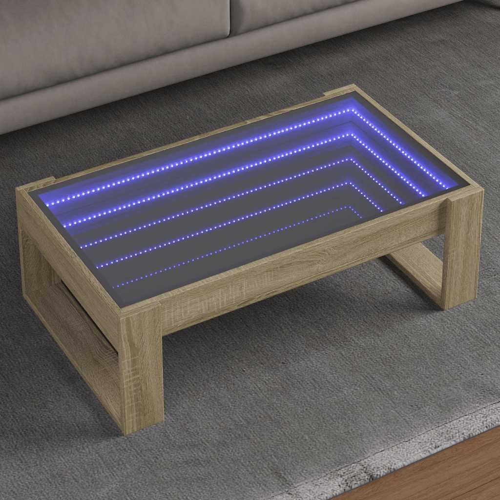 Vidaxl salontafel met infinity led 90x53x30 cm sonoma eikenkleurig