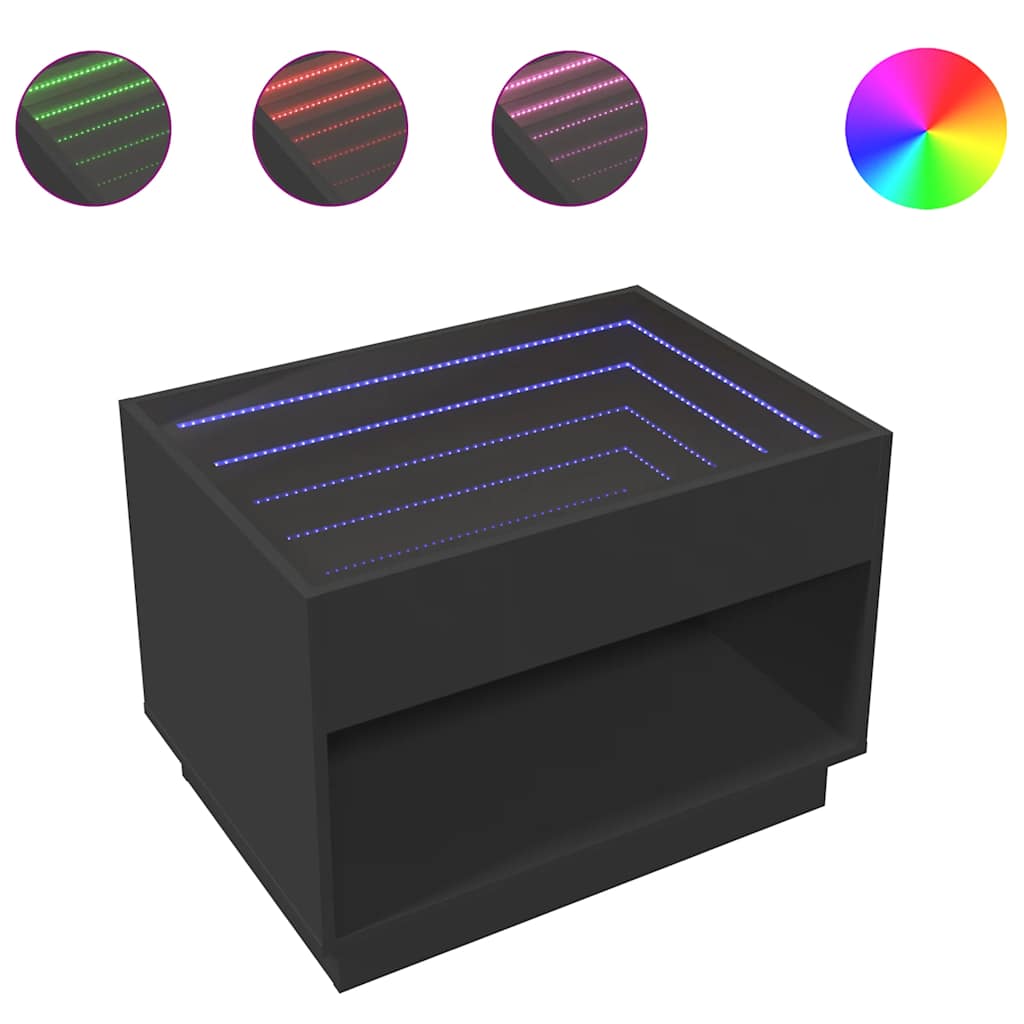 Vidaxl salontafel met infinity led 70x50x50 cm zwart