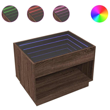 Vidaxl salontafel met infinity led 70x50x50 cm bruin eikenkleurig