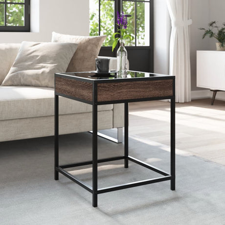 Vidaxl salontafel met infinity led 40x40x51 cm bruin eikenkleurig