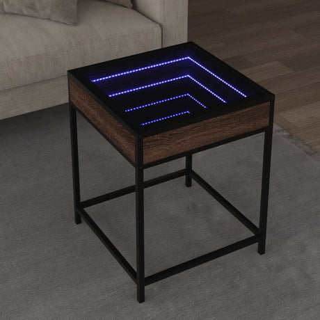 Vidaxl salontafel met infinity led 40x40x51 cm bruin eikenkleurig