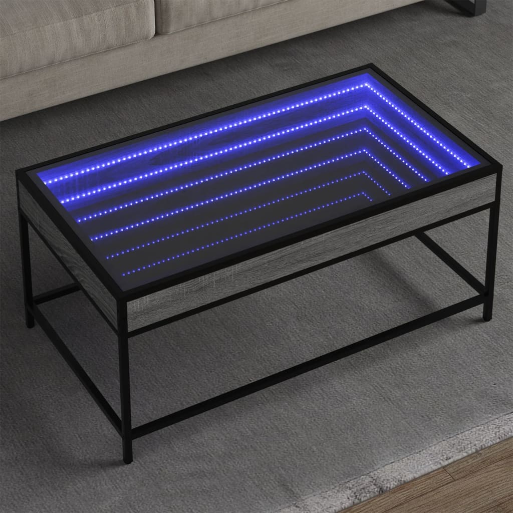 Vidaxl salontafel met infinity led 90x50x41 cm grijs sonoma eikenkleur