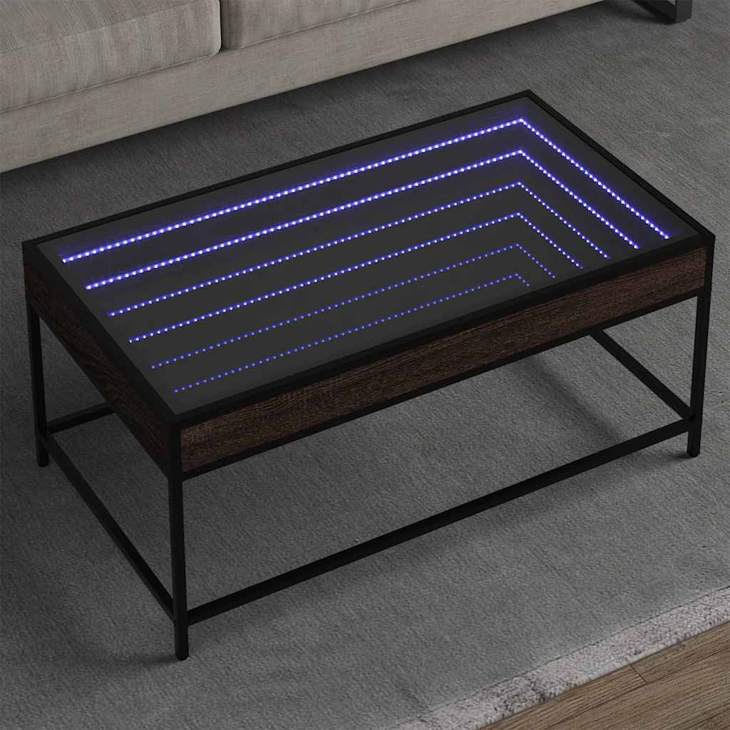 Vidaxl salontafel met infinity led 90x50x41 cm bruin eikenkleurig