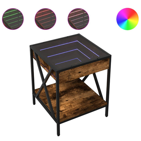 Vidaxl salontafel met infinity led 40x40x49 cm gerookt eikenkleurig