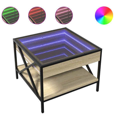 Vidaxl salontafel met infinity led 50x50x38 cm sonoma eikenkleurig