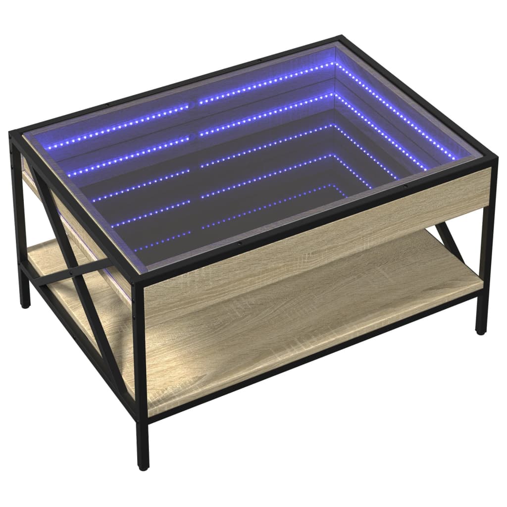 Vidaxl salontafel met infinity led 70x50x38 cm sonoma eikenkleurig