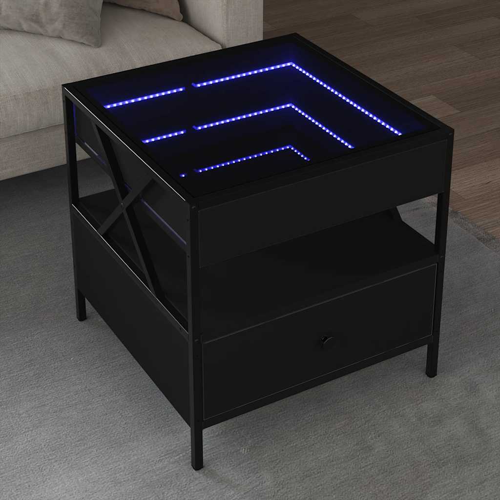 Vidaxl salontafel met infinity led 50x50x51 cm zwart