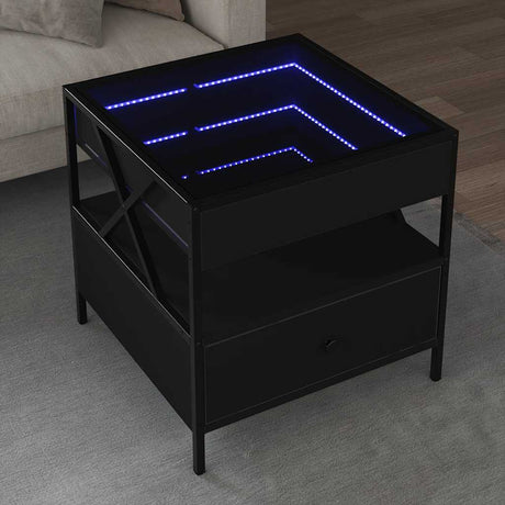 Vidaxl salontafel met infinity led 50x50x51 cm zwart