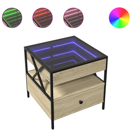 Vidaxl salontafel met infinity led 50x50x51 cm sonoma eikenkleurig