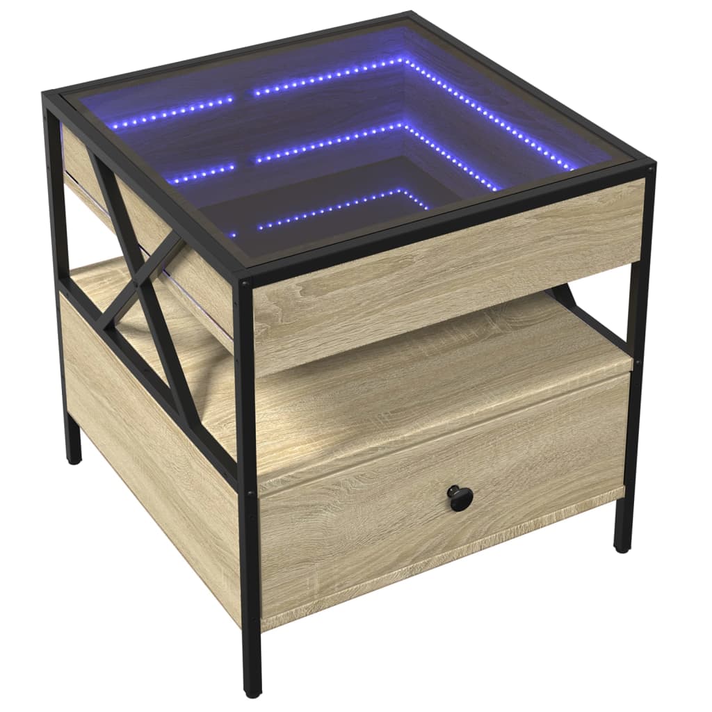 Vidaxl salontafel met infinity led 50x50x51 cm sonoma eikenkleurig