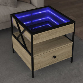 Vidaxl salontafel met infinity led 50x50x51 cm sonoma eikenkleurig
