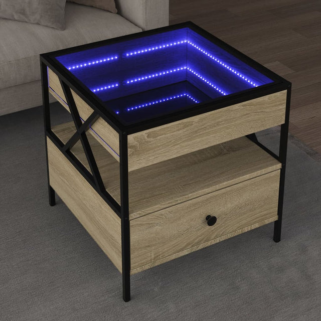 Vidaxl salontafel met infinity led 50x50x51 cm sonoma eikenkleurig