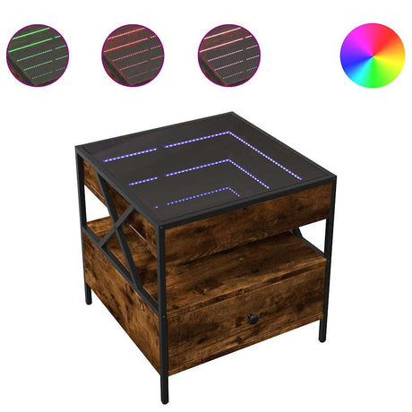 Vidaxl salontafel met infinity led 50x50x51 cm gerookt eikenkleurig