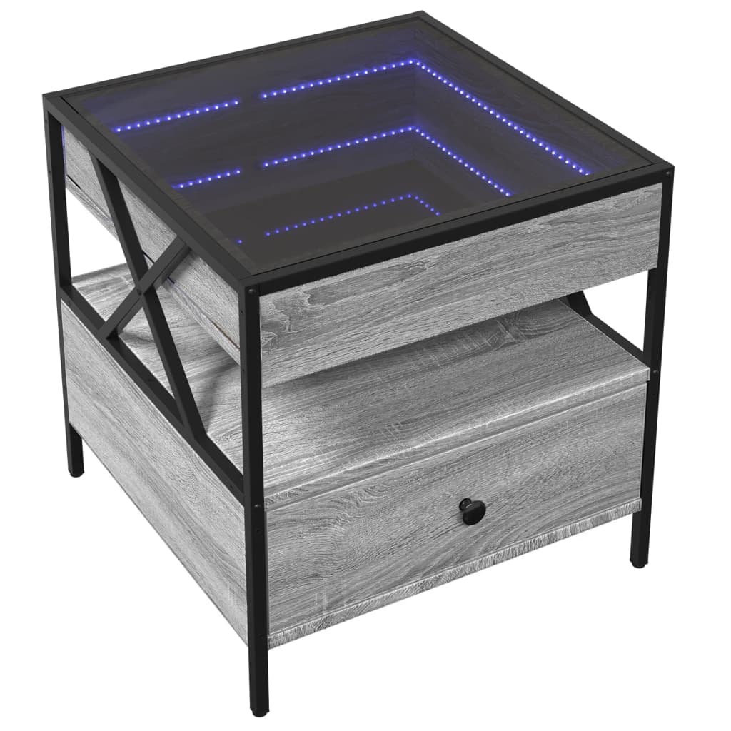 Vidaxl salontafel met infinity led 50x50x51 cm grijs sonoma eikenkleur