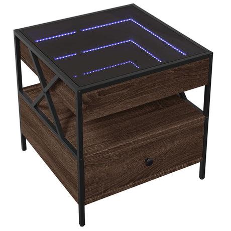 Vidaxl salontafel met infinity led 50x50x51 cm bruin eikenkleurig