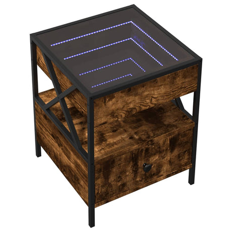 Vidaxl salontafel met infinity led 40x40x51 cm gerookt eikenkleurig