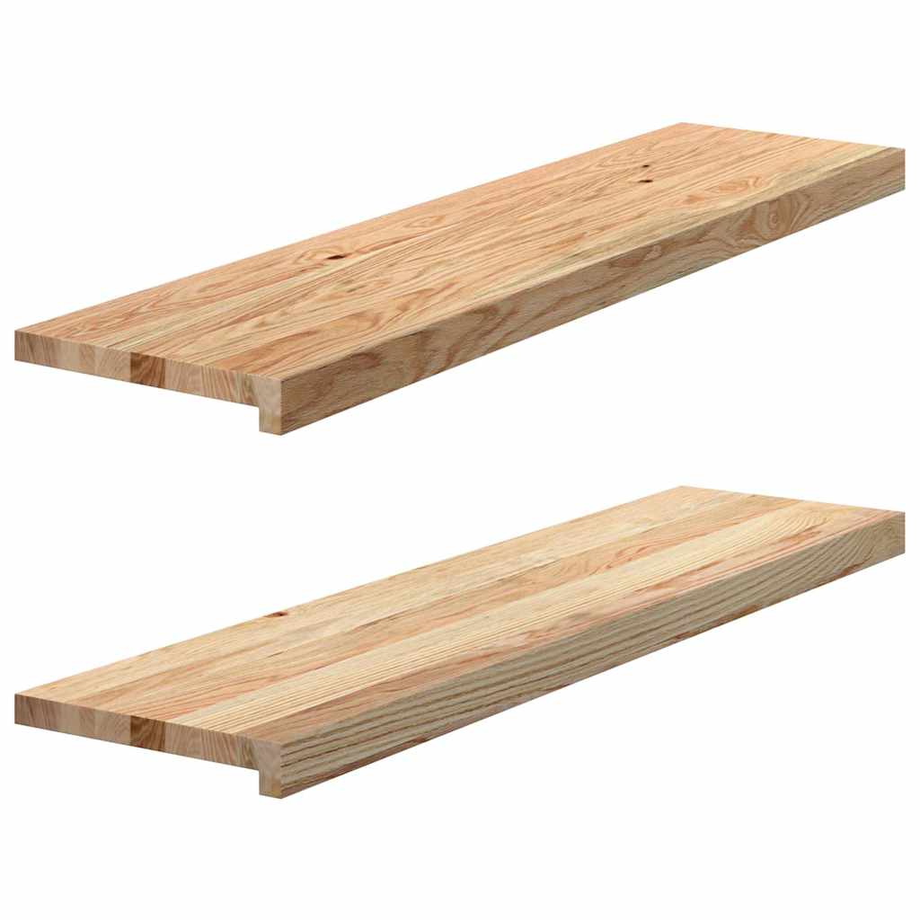 Vidaxl traptreden 2 st 100x25x2 cm onbehandeld massief eikenhout