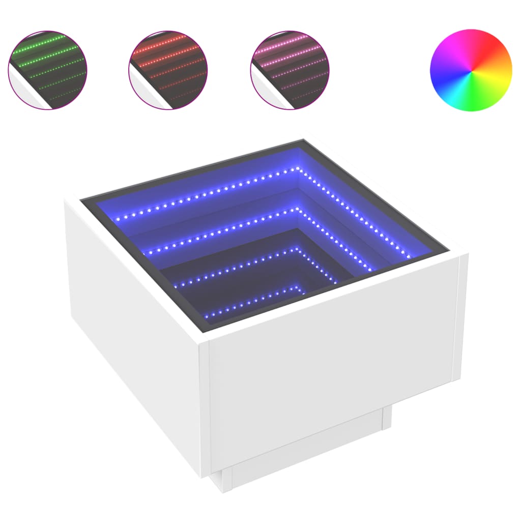 Vidaxl nachtkastje met infinity led 40x40x30 cm wit