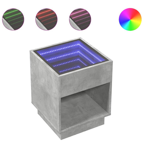 Vidaxl nachtkastje met infinity led 40x40x50 cm betongrijs