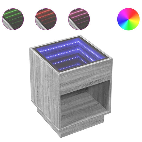 Vidaxl nachtkastje met infinity led 40x40x50 cm grijs sonoma eiken