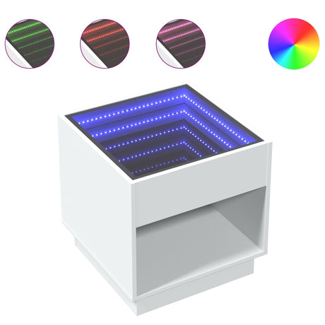 Vidaxl nachtkastje met infinity led 50x50x50 cm wit