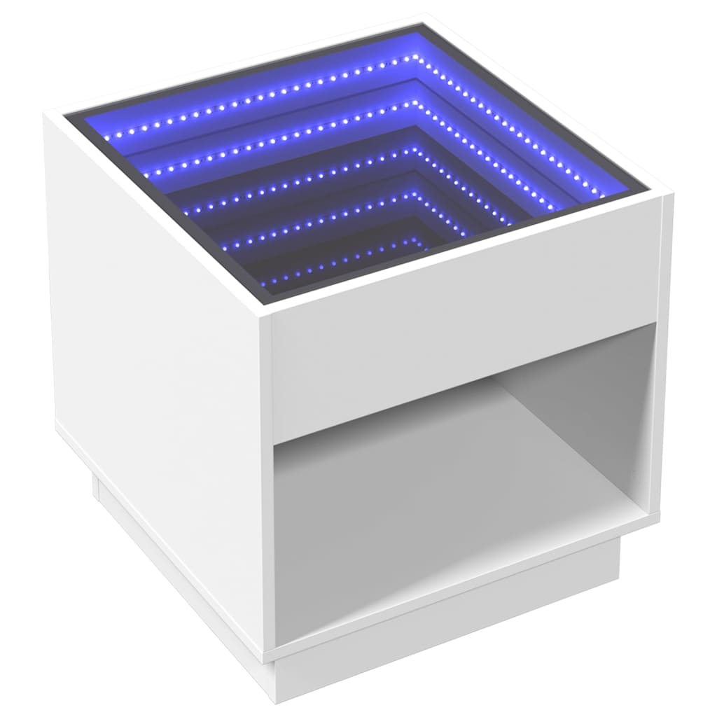 Vidaxl nachtkastje met infinity led 50x50x50 cm wit