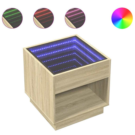 Vidaxl nachtkastje met infinity led 50x50x50 cm sonoma eikenkleurig