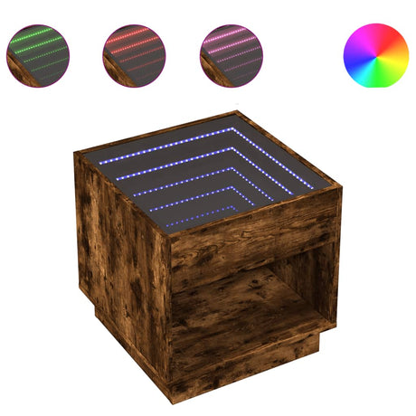 Vidaxl nachtkastje met infinity led 50x50x50 cm gerookt eikenkleurig