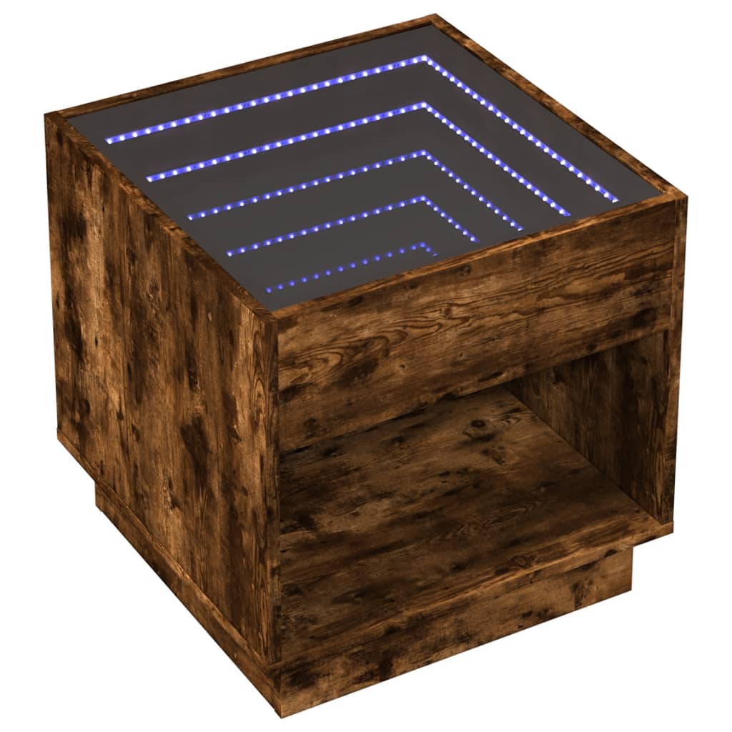 Vidaxl nachtkastje met infinity led 50x50x50 cm gerookt eikenkleurig