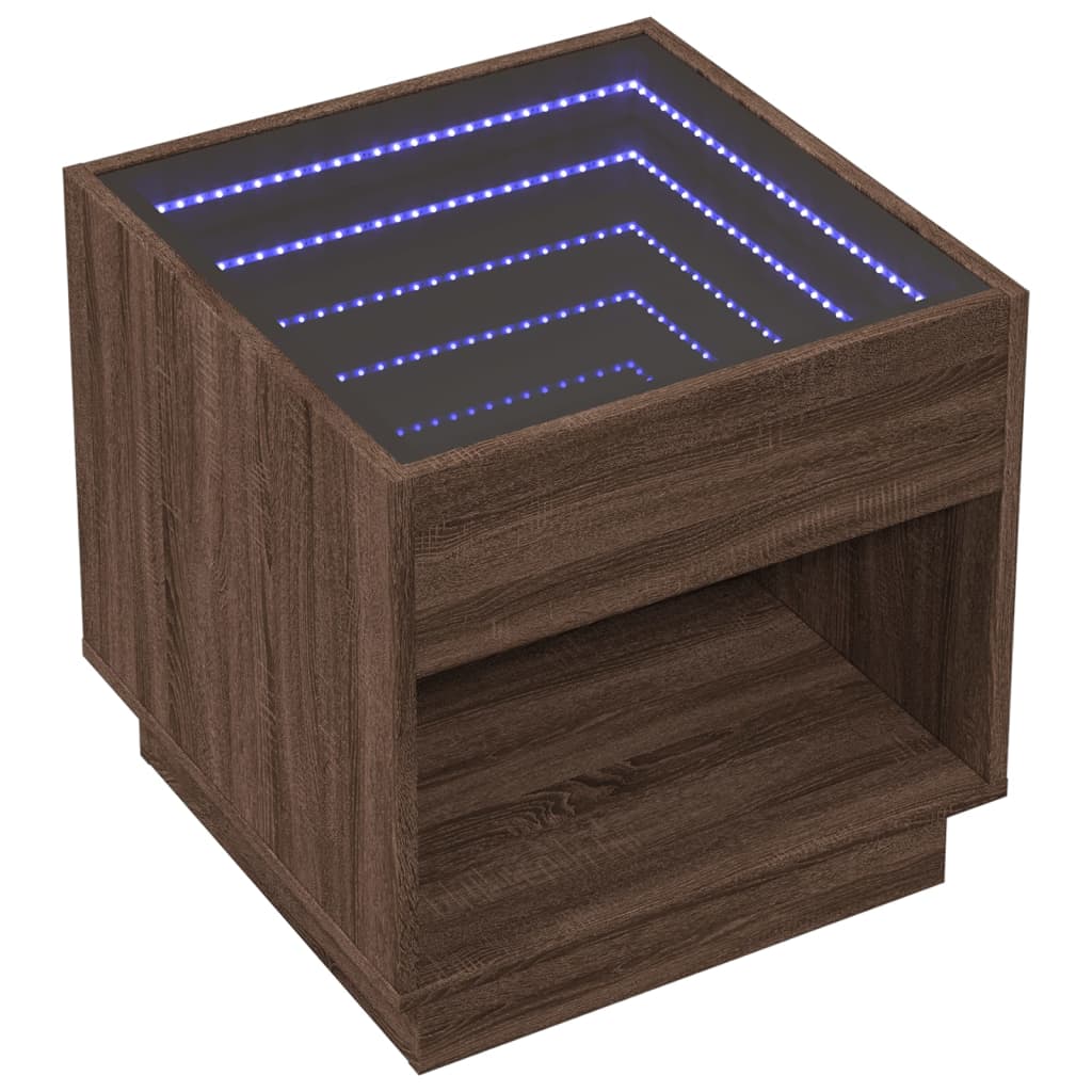 Vidaxl nachtkastje met infinity led 50x50x50 cm bruin eikenkleurig