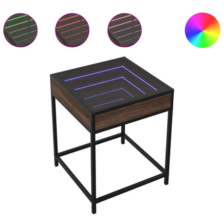 Vidaxl nachtkastje met infinity led 40x40x51 cm bruin eikenkleurig