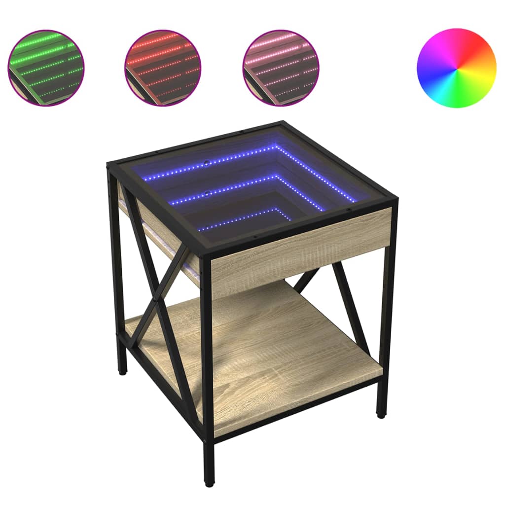 Vidaxl nachtkastje met infinity led 40x40x49 cm sonoma eikenkleurig