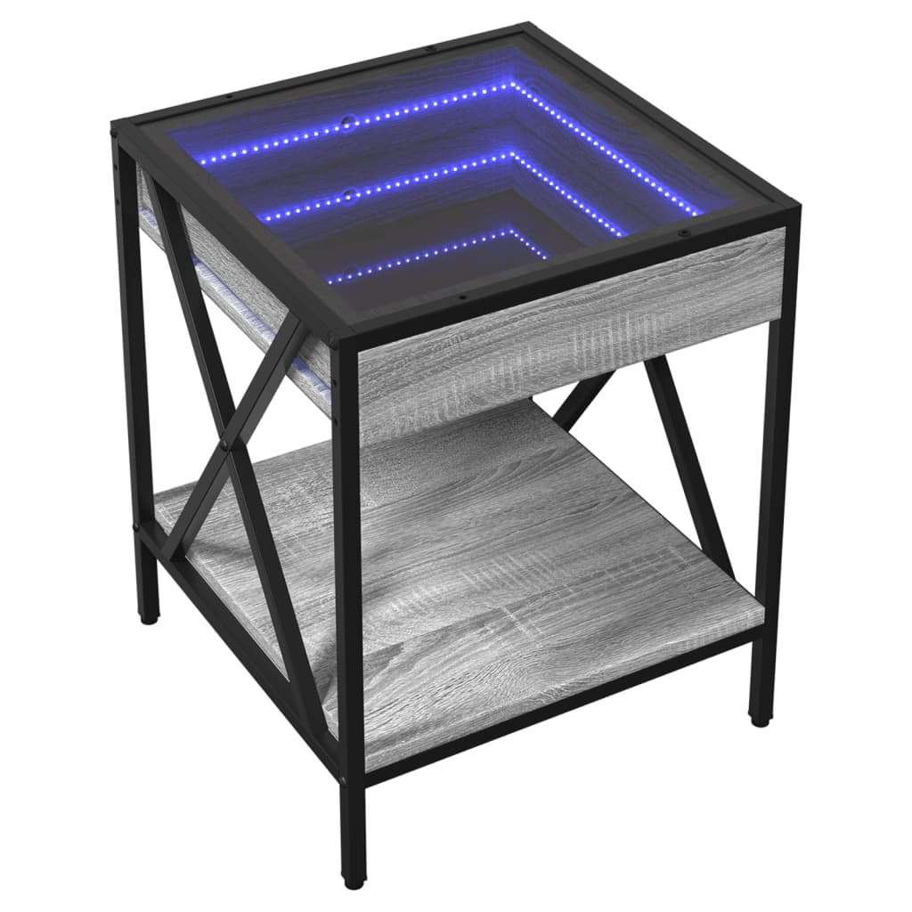 Vidaxl nachtkastje met infinity led 40x40x49 cm grijs sonoma eiken
