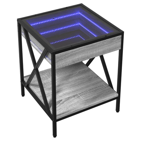 Vidaxl nachtkastje met infinity led 40x40x49 cm grijs sonoma eiken