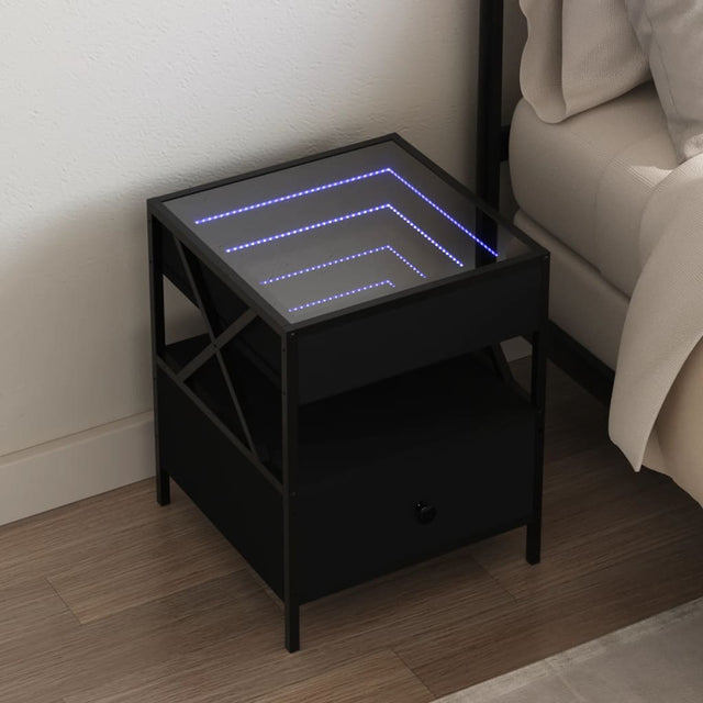 Vidaxl nachtkastje met infinity led 40x40x51 cm zwart