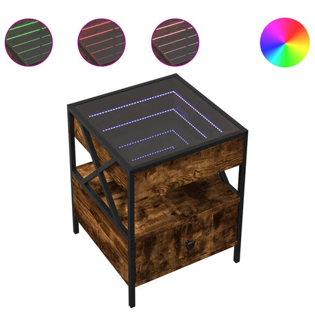 Vidaxl nachtkastje met infinity led 40x40x51 cm gerookt eikenkleurig