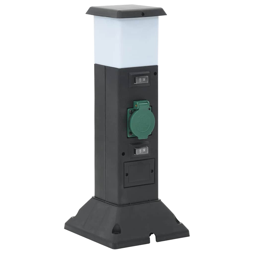 Vidaxl tuinstopcontact met lamp en grondpin 2-wegs 16x16x39,5 cm